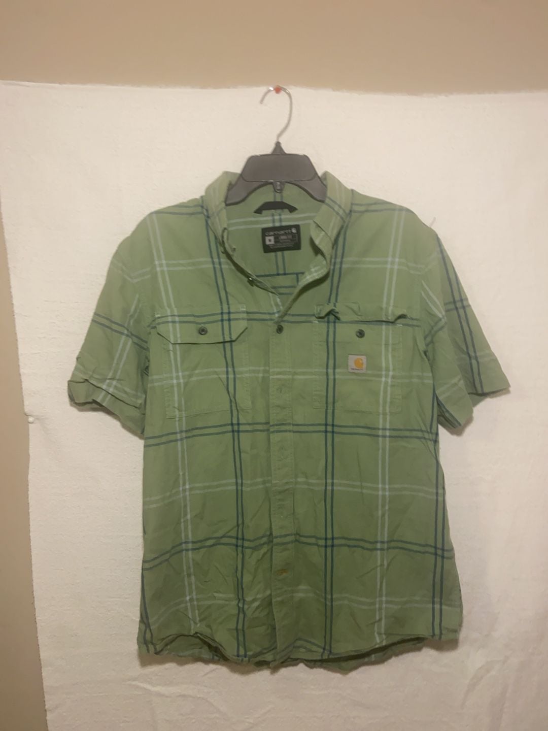 Carhartt Loose Fit Plaid Short Sleeve Button Down Shirt Size M